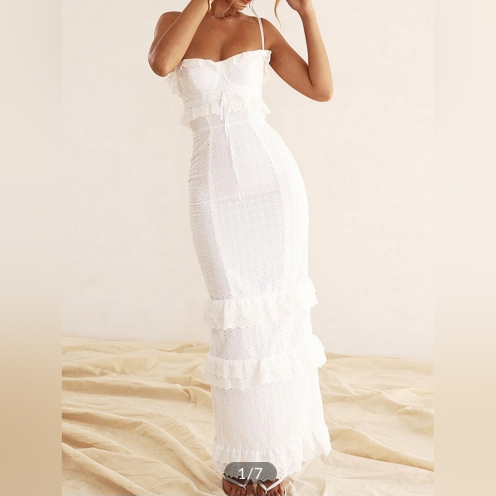 Layered Ruffle Eyelet Dress